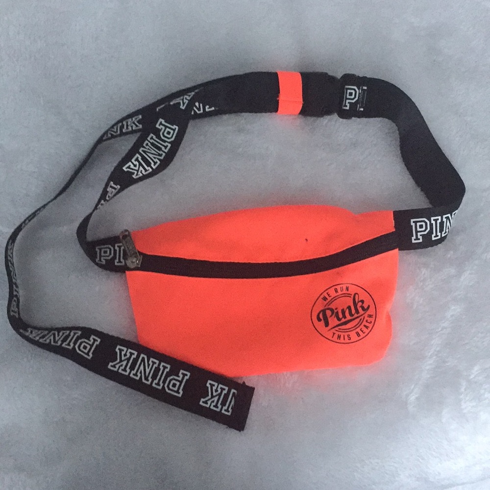 Neon pink Fanny pack with black and white straps
